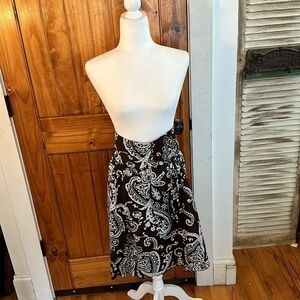 Vintage Harold’s brown and white paisley a line skirt size 8